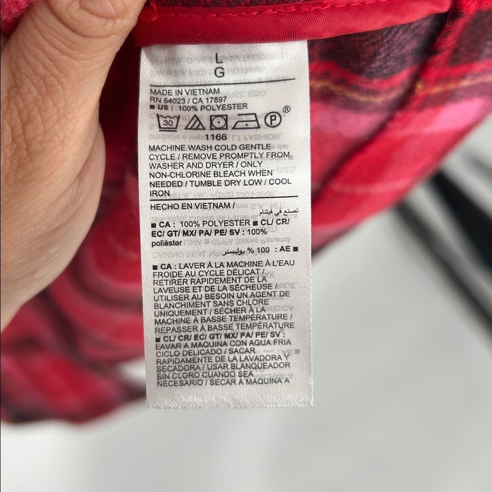 Old Navy Women’s Long Coat Red Tartan Plaid Oversized Soft Brushed Duster~L - Picture 7 of 11
